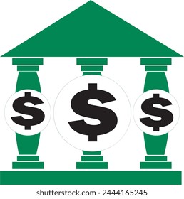 bank icon simple vector illustration, bank icon with dollar sign, bank icon, bank logo, house of money, house of dollar