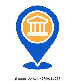 Bank Icon Solid Color Design Vector Illustration