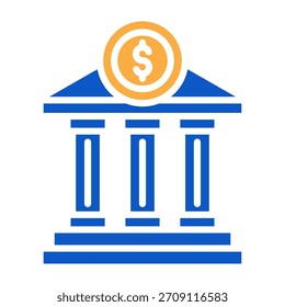 Ilustración vectorial de diseño de color sólido de icono de banco
