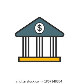 Bank icon in stroke style. Vector illustration of bank vector icon design can be used for mobile, ui. bank building vector icon
