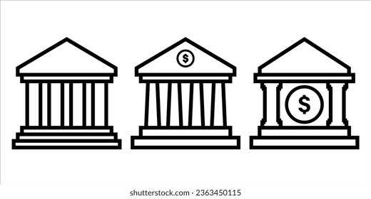 Bank icon symbol set simple design
