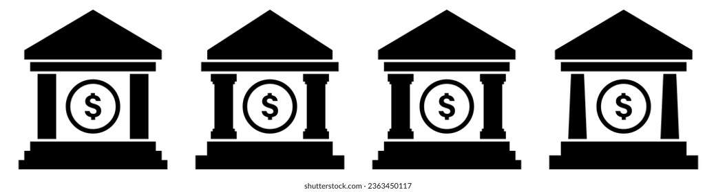 Conjunto de símbolos de icono de banco diseño sencillo