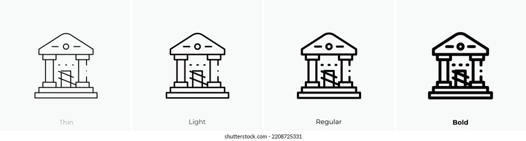 bank icon. Thin, Light Regular And Bold style design isolated on white background