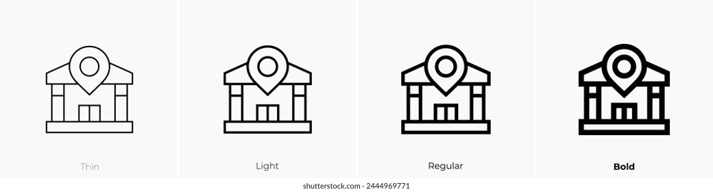 bank icon. Thin, Light Regular And Bold style design isolated on white background