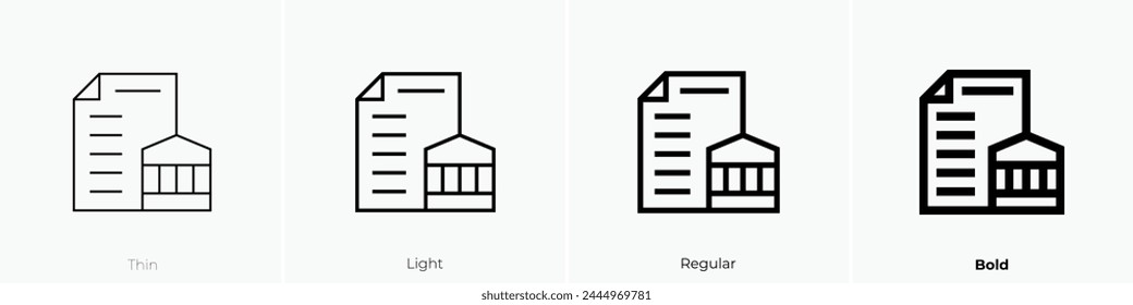 bank icon. Thin, Light Regular And Bold style design isolated on white background