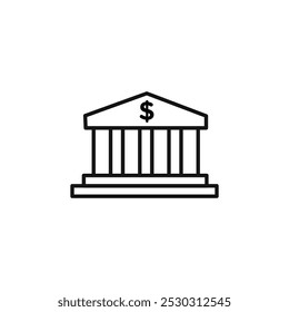 Bank icon Thin line art isolated