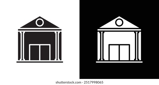 Icono de banco Ilustración plana de línea delgada