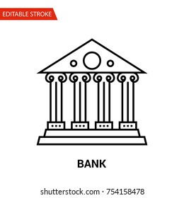 Bank Icon. Thin Line Vector Illustration. Adjust stroke weight - Expand to any Size - Easy Change Colour - Editable Stroke - Pixel Perfect