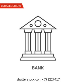 Bank Icon. Thin Line Vector Illustration Adjust stroke weight - Expand to any Size - Easy Change Colour - Editable Stroke - Pixel Perfect