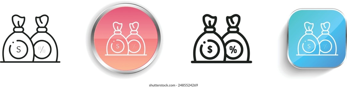 bank icon. Thin Linear, Regular and Button Style Design Isolated On White Background