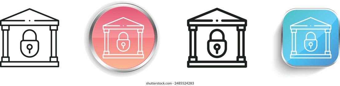 bank icon. Thin Linear, Regular and Button Style Design Isolated On White Background