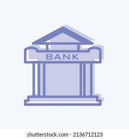 Bank Icon in trendy two tone style isolated on soft blue background