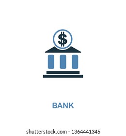 Bank icon in two colors. Creative design from city elements icons collection. Colored bank icon for web and mobile design.