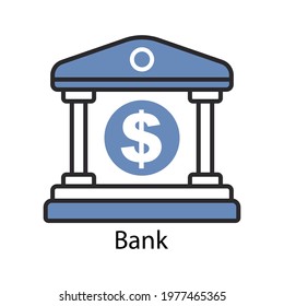 Bank Icon. Two Tone Line Colored Design. Editable Stroke. Design Template Vector