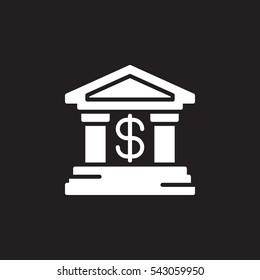 Bank icon vector, filled flat sign, solid white pictogram isolated on black. Symbol, logo illustration