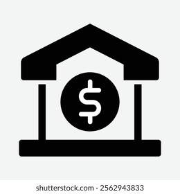 Bank Icon Vector. Bank front building illustration icon set. Bank building icon. Home Loan Icon.