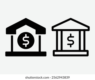 Bank Icon Vector. Bank front building illustration icon set. Bank building icon. Home Loan Icon.