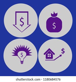 bank icon. bank vector icons set real estate prices growth, money ideas, dollar rate falling and money bag
