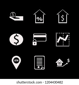 bank icon. bank vector icons set money hand, graph, real estate prices growth and dollar