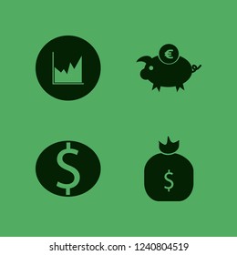 bank icon. bank vector icons set money bag, graph, euro piggy bank and dollar coin