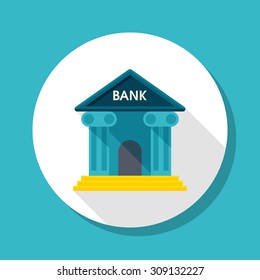 Bank icon, vector illustration. Flat design style with long shadow,eps10