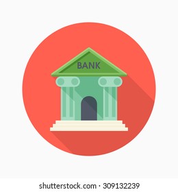 Bank icon, vector illustration. Flat design style with long shadow,eps10