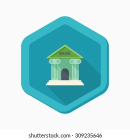 Bank icon, vector illustration. Flat design style with long shadow,eps10