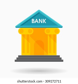 Bank icon, vector illustration. Flat design style with long shadow,eps10