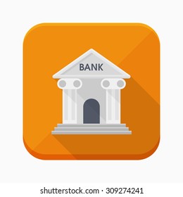 Bank icon, vector illustration. Flat design style with long shadow,eps10