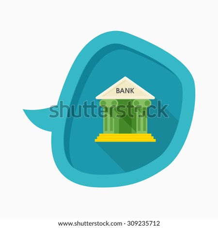 Bank icon, vector illustration. Flat design style with long shadow,eps10