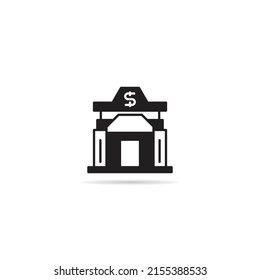 ilustración de vector de icono de banco en fondo blanco
