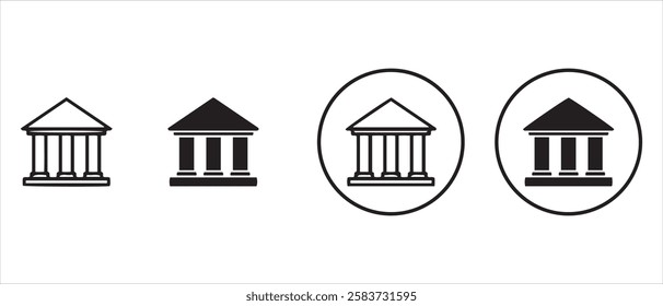 Bank icon vector illustration. Bank sign and symbol, museum, university.