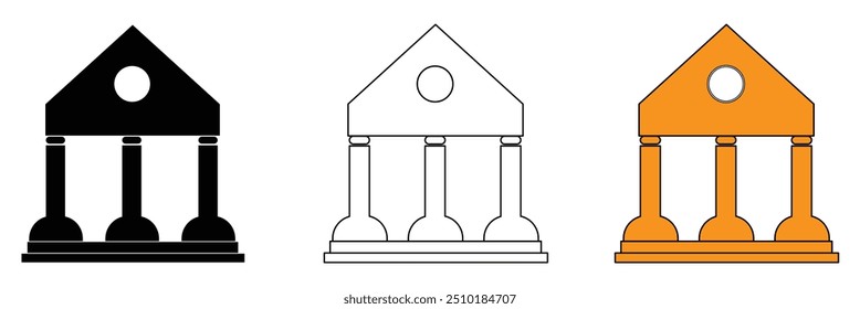 Vector del icono del banco aislado en el fondo blanco. icono del Vector del banco, museo, universidad. Ilustración vectorial de símbolo de icono de banco plano. Imagen de Vector de símbolo de finanzas bancarias. Archivo Eps 1.