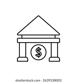 bank icon, vector line isolated on white background. trendy and modern design