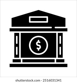 Ícone do banco, ícone vetorial do banco, museu, edifício, universidade, negócio, no fundo branco.