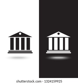 Bank Icon vector on black and white background
