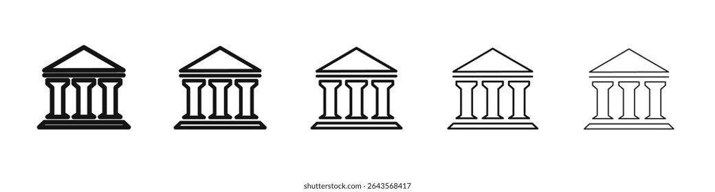Bank icon vector outline set illustration sign