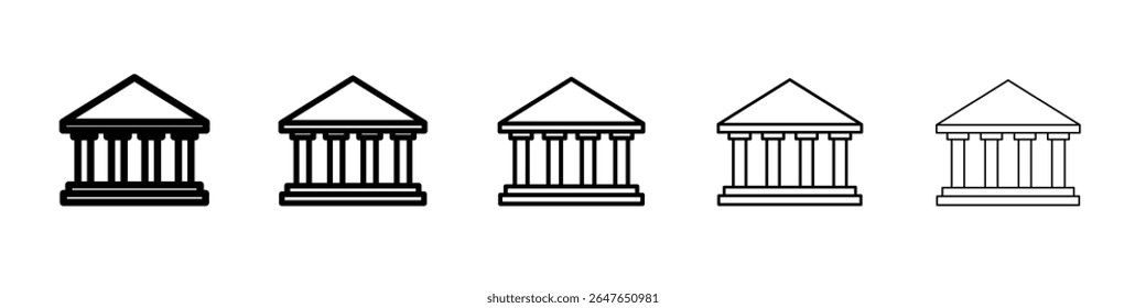 Ícone de banco vetor fino contorno estilo sinal