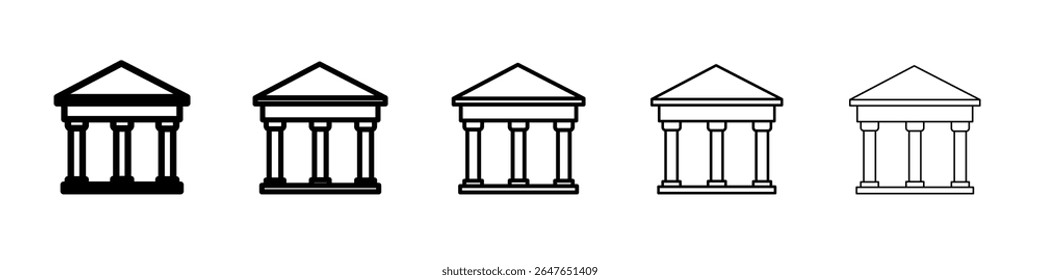 bank icon vector thin outline style sign