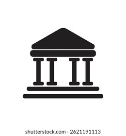 Vetor de ícone de banco para aplicativo móvel e Web. Sinal e símbolo do banco, museu, universidade.