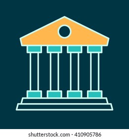 Icono de banco, signo de web vectorial en líneas delgadas. Icono bancario plano. Icono de la hipoteca de diseño, pictograma vector.