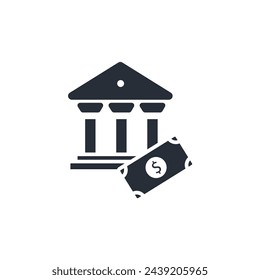bank icon. vector.Editable stroke.linear style sign for use web design,logo.Symbol illustration.