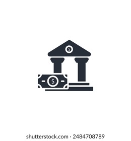 bank icon. vector.Editable stroke.linear style sign for use web design,logo.Symbol illustration.