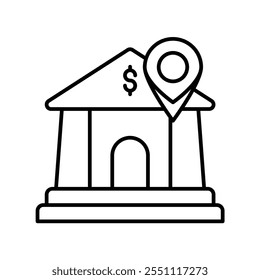 bank icon with white background vector stock illustration