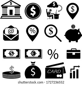 Bank icons. Bank business, symbol.