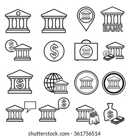 Bank icons line vector.