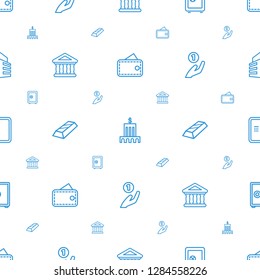 bank icons pattern seamless white background. Included editable outline wallet, Safe, gold, coin on hand, atm, safe, building icons. bank icons for web and mobile.