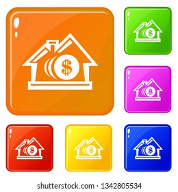 Bank icons set collection vector 6 color isolated on white background