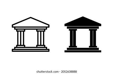 Bank icons set. Bank sign and symbol, museum, university