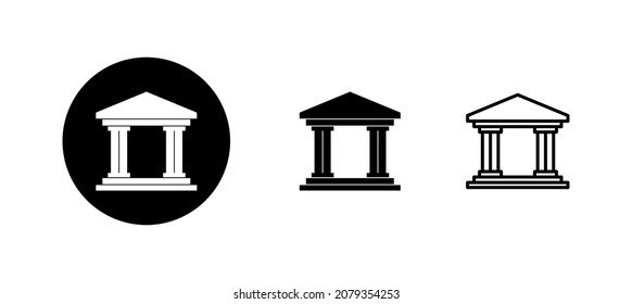 Bank icons set. Bank sign and symbol, museum, university